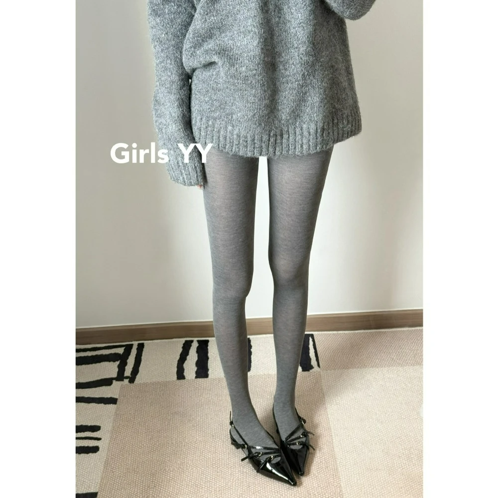 Women's Grey High Waisted Thin Tights Legging Autumn Korean