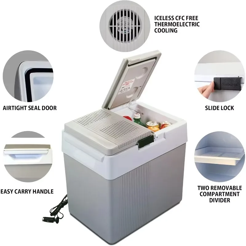 مبرد محمول كولاترون 33 لتر - مبرد غداء كهربائي للسيارة والتخييم والسفر وثلاجة معزولة ذات جوانب صلبة 12 فولت