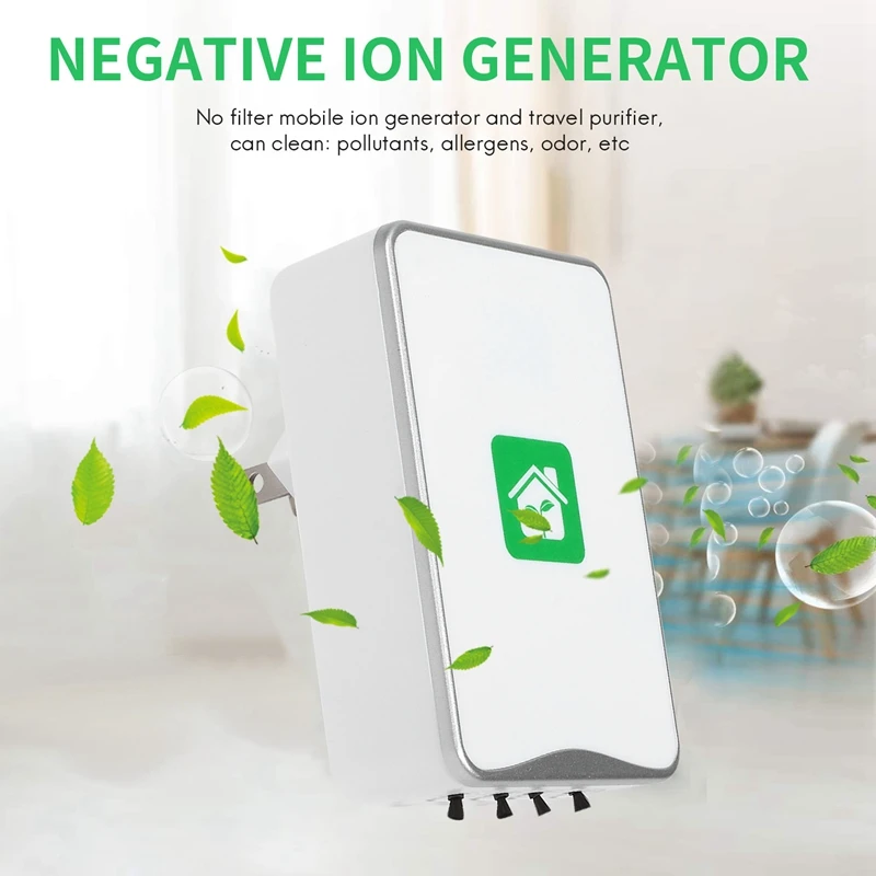 Pluggable Air Purifier Negative Ion Generator Filterless Ionizer Purifier Clean Allergens,Pollutants,Mold,Odors