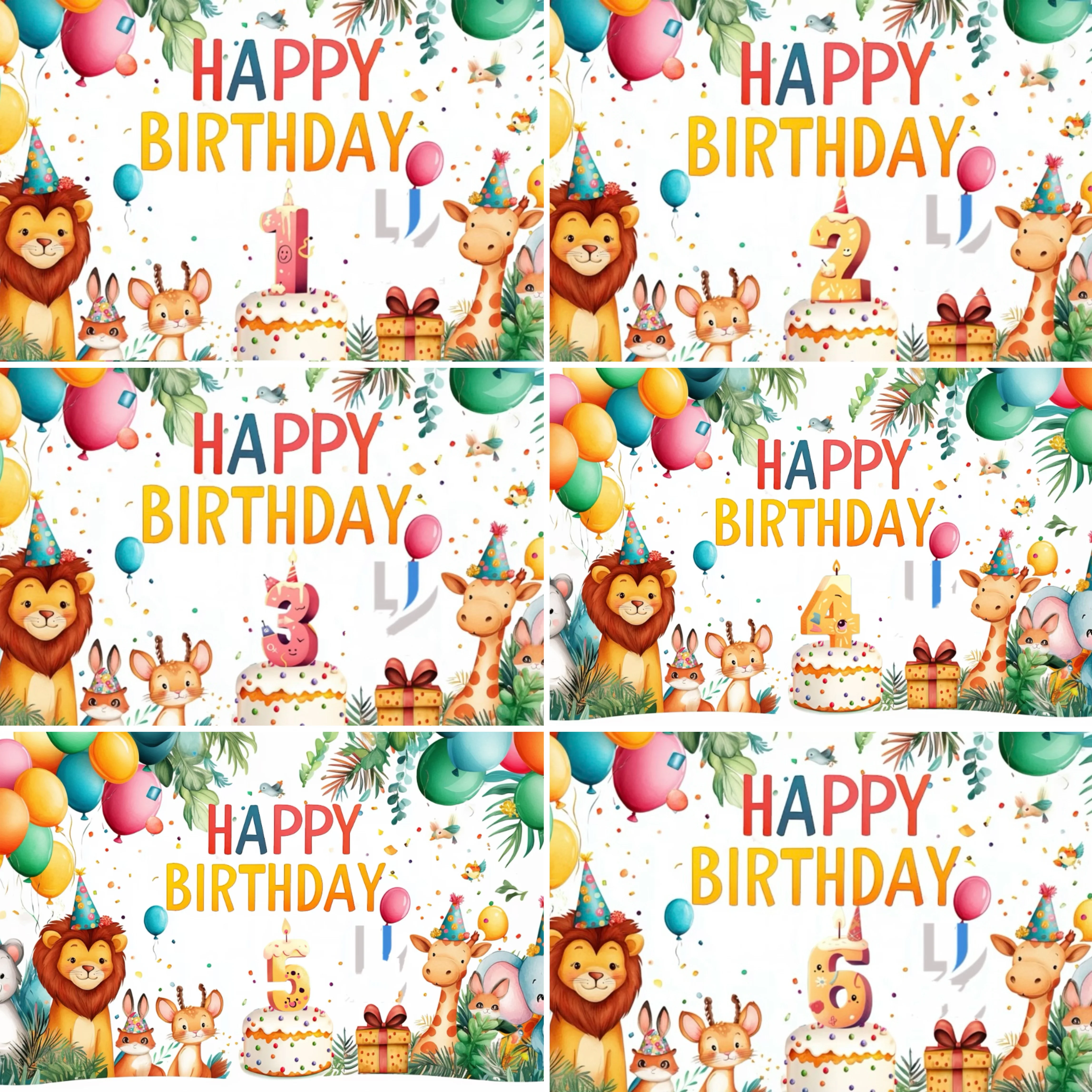 

Cartoon Jungle Animal Age Birthday Theme Party Decor Background Lion Deer Balloon Kids Birthday Party Supplies Photo Backdrop