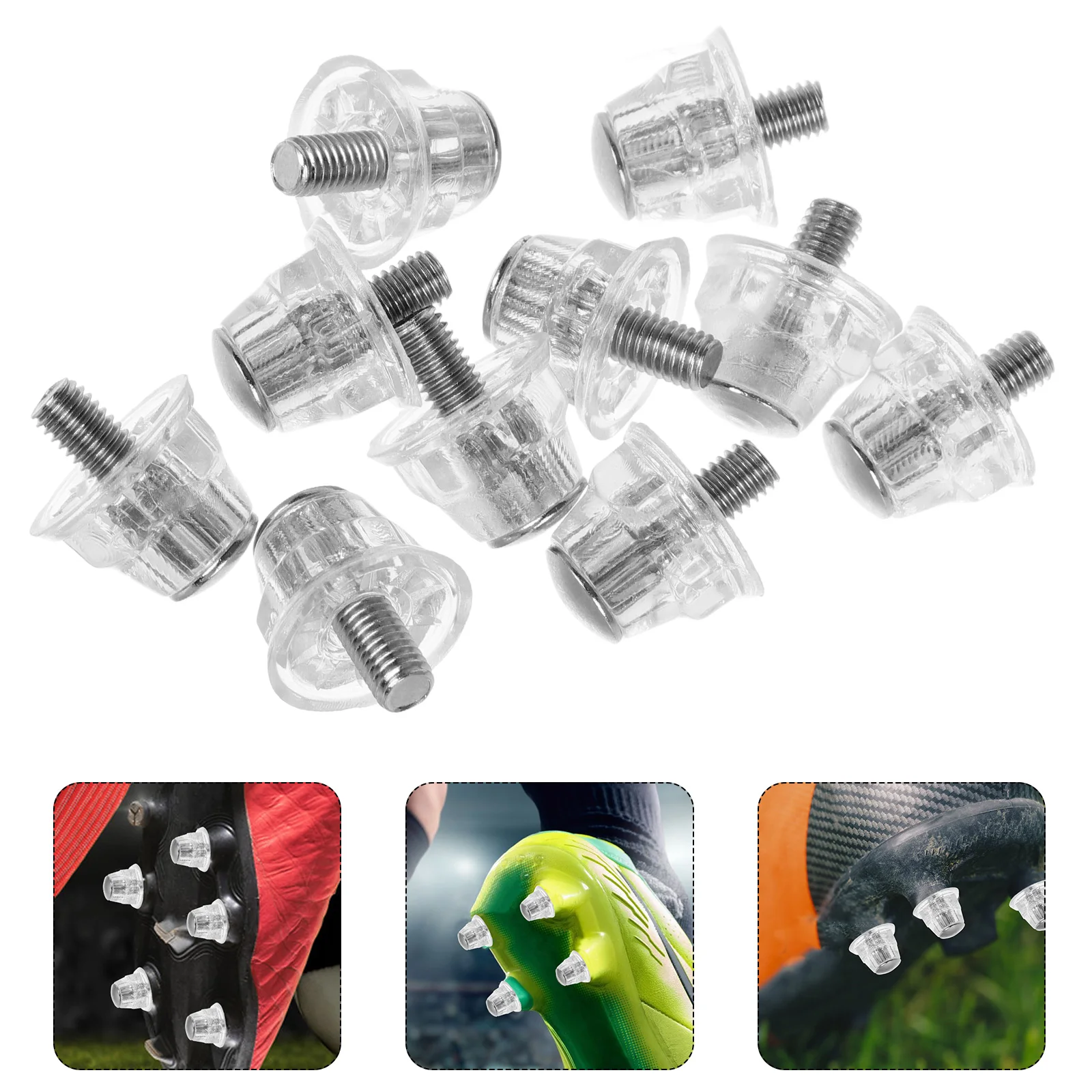 

10pcs Football Cleats Soccer Shoe Metal Aluminum Anti-Slip Studs For Soccer Boots Outdoor Sports Training Transparent Durable