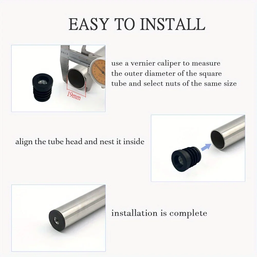 M6*19MM round Tube Non-Slip Plastic Adjusting Plug Hole Inner Non-Slip Foot Pad for Furniture Hardware
