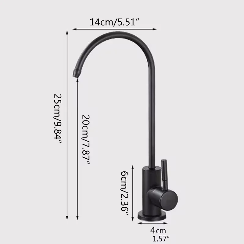 Robinet de filtre à eau en acier inoxydable pour évier de cuisine, Rotation, Connexion rapide, Eau potable, 1/4 po