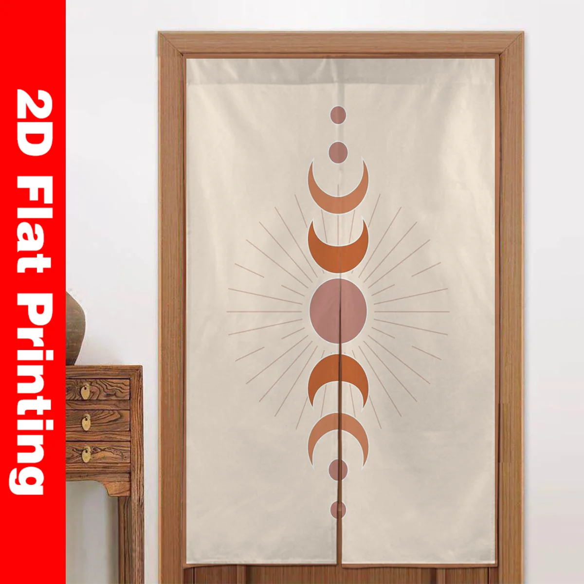 Boho Sun Moon Crescent Minimalist Door Curtain Room Divider Screen Tapestry Modern Decorative Indoor Wall Hanging Divider Panel