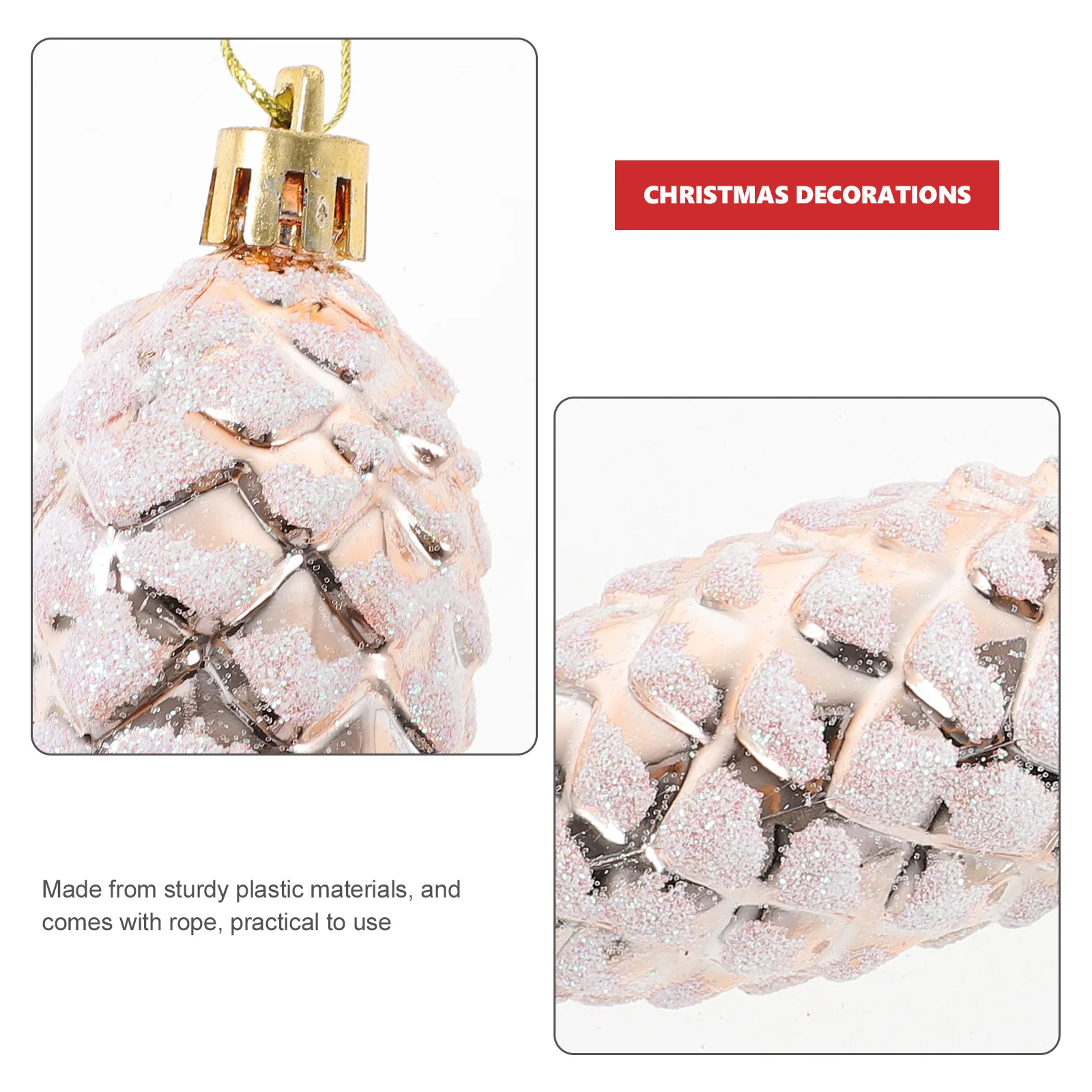

4 Boxes Pine Cones Christmas Tree Hanging Ornaments Xmas Tree Decorations Xmas Party Hanging Decors Plastic