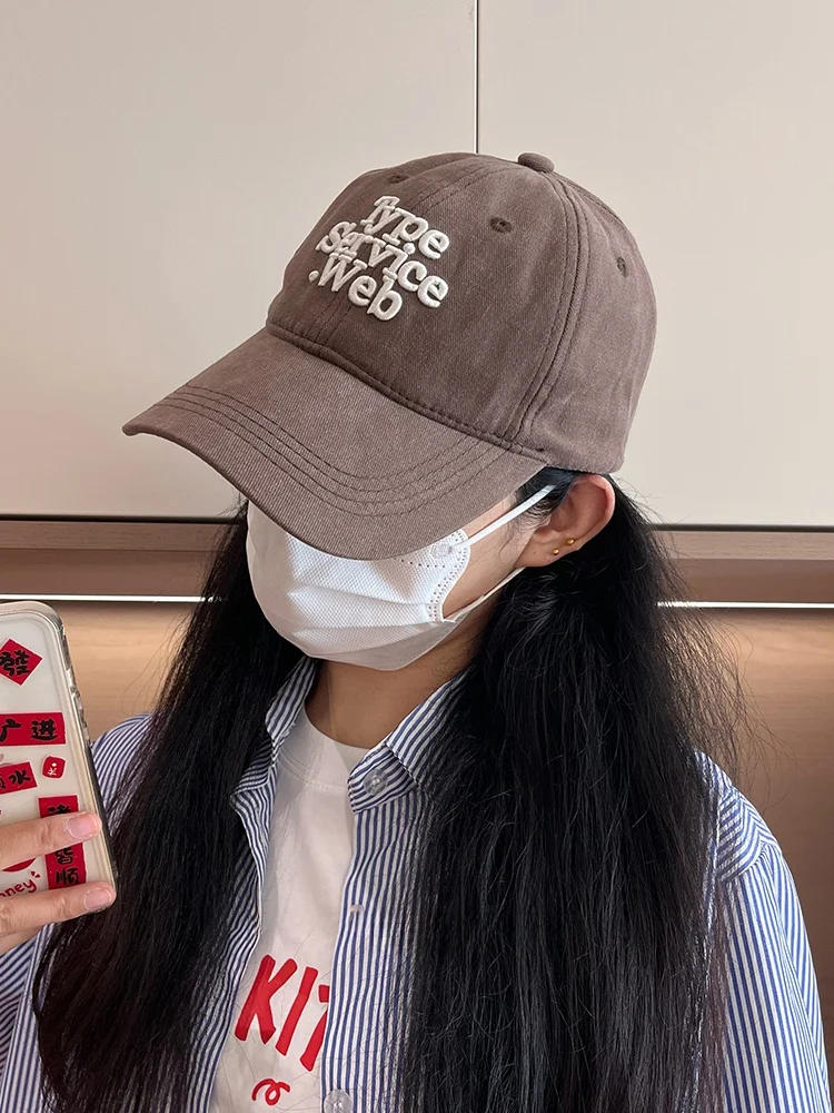 

Casual Embroidered Baseball Cap ex Spring Autumn Faionable Letter Stitching Adjustable Wide Brim Hat for Couples