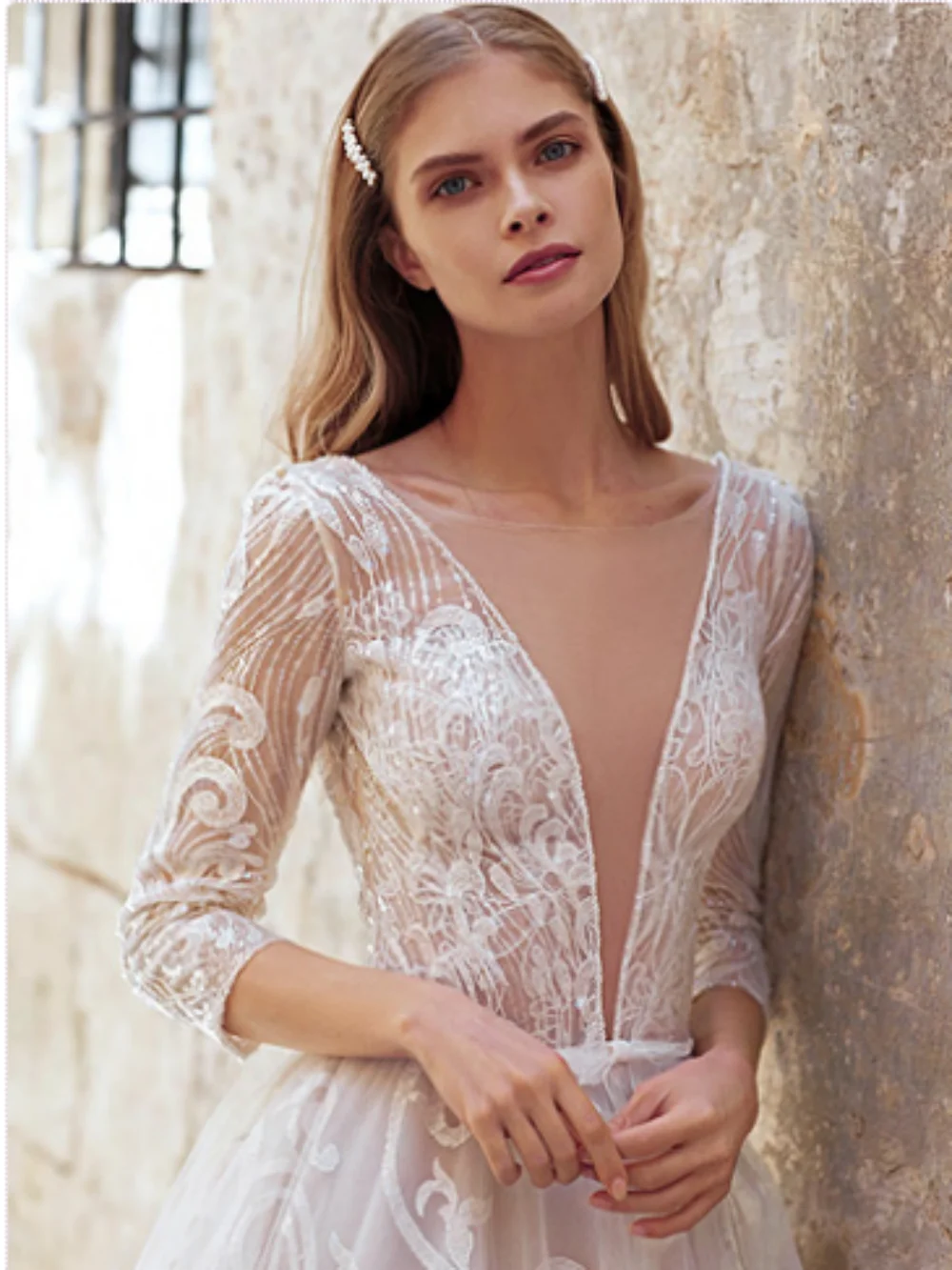 Sexy Backless Dress For Bride Classic Lace Appliques Sequins Bridal Gown Elegant A-line Long Wedding Dress Robe De Mariée