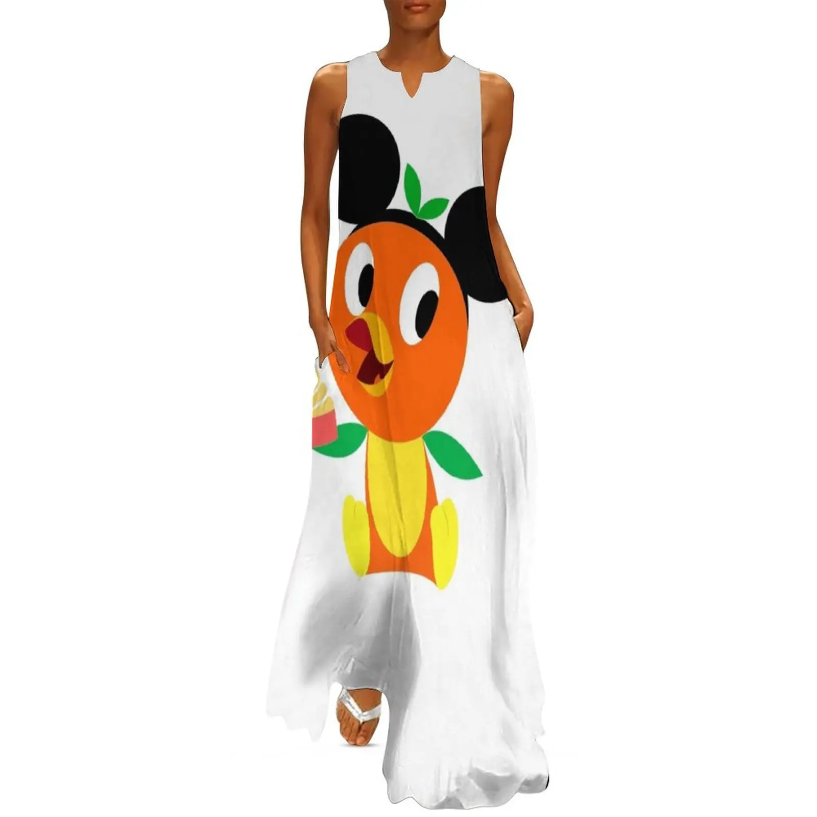 

Orange Bird Long Dress luxury women's party dress evening prom Beachwear Woman clothes