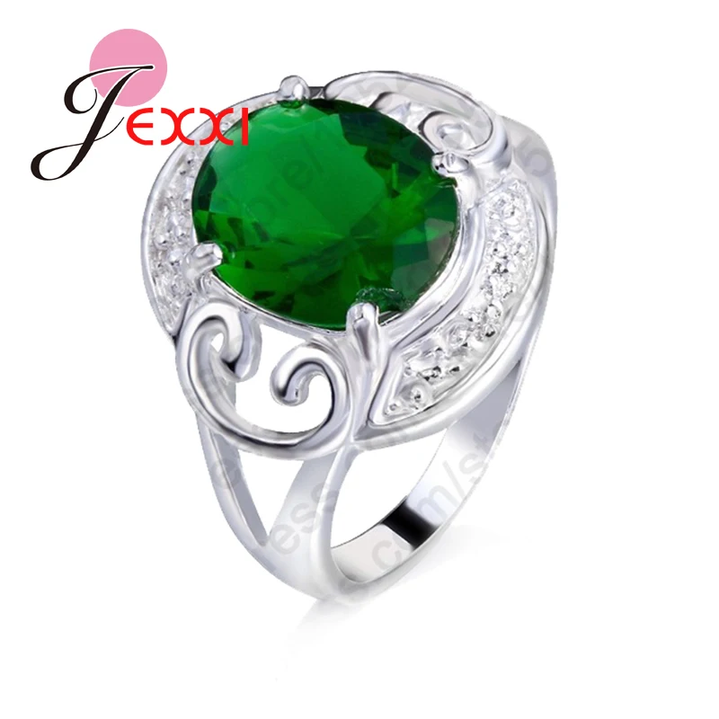 

Vintage Retro Green Cubic Zircon 925 Sterling Silver Crystal Rings Bridal Wedding Jewelry Engagement Ring For Women Gift