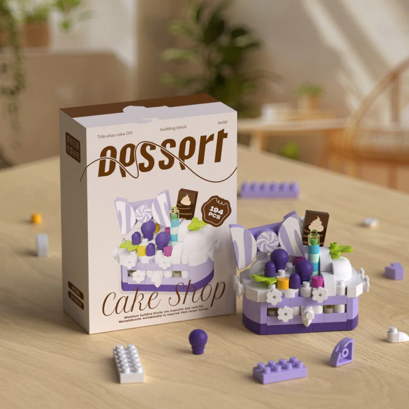 เค้ก Constructor บล็อกตกแต่งบ้านช่อดอกไม้อาหาร Candy Building Block ของเล่นประกอบของเล่นของขวัญวันเกิดสําหรับเด็กสาวผู้ใหญ่