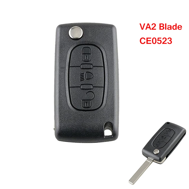 3 pulsanti VA2 nero Remote Car Key Fob Case CE0523 per Citroen C4 2004 2005 2006 2007 2008-2010 Shell sostituzione Floding Key