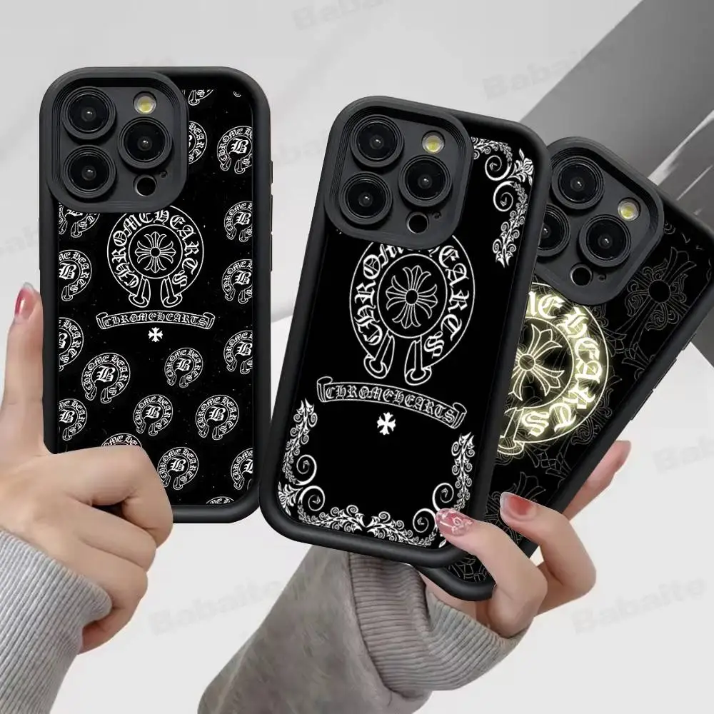 Luxury Brand C-Chrome H-Hearts For IPhone 17 Pro Max 13 16 15 11 12 14 Plus Shockproof Soft Phone Cover
