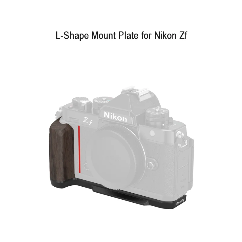 

Монтажная пластина SmallRig L-образной формы с деревянной ручкой для Nikon Z f с красными наклейками, всего 92 г, с быстросъемной пластиной Arca-Swiss
