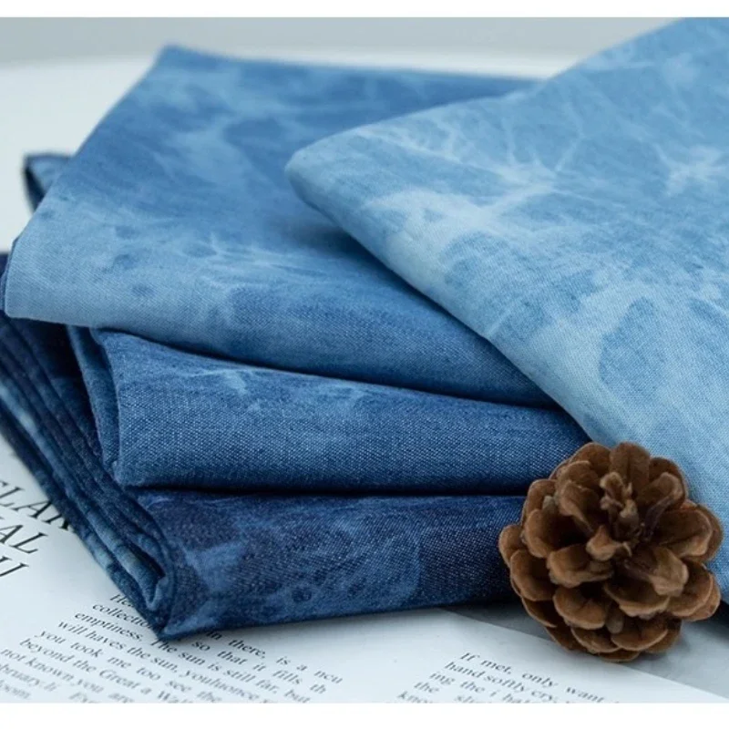Washed Tied Denim Cloth Pure Cotton Material Fabric Pants Shirts Skirts Clothing Summer Wholesale Per Meter Apparel Sewing Diy