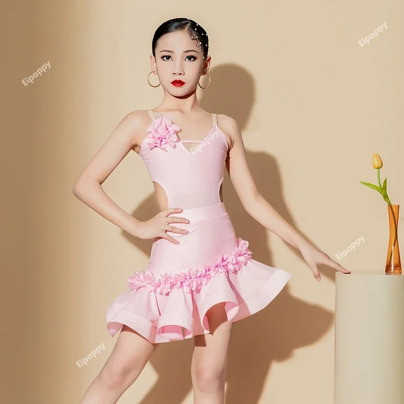 

Kids Ballroom Salsa Latin Dance Dress Girls Samba Tango Dance Wear Practice Clothes Girls Stage Competition Performance Clothes