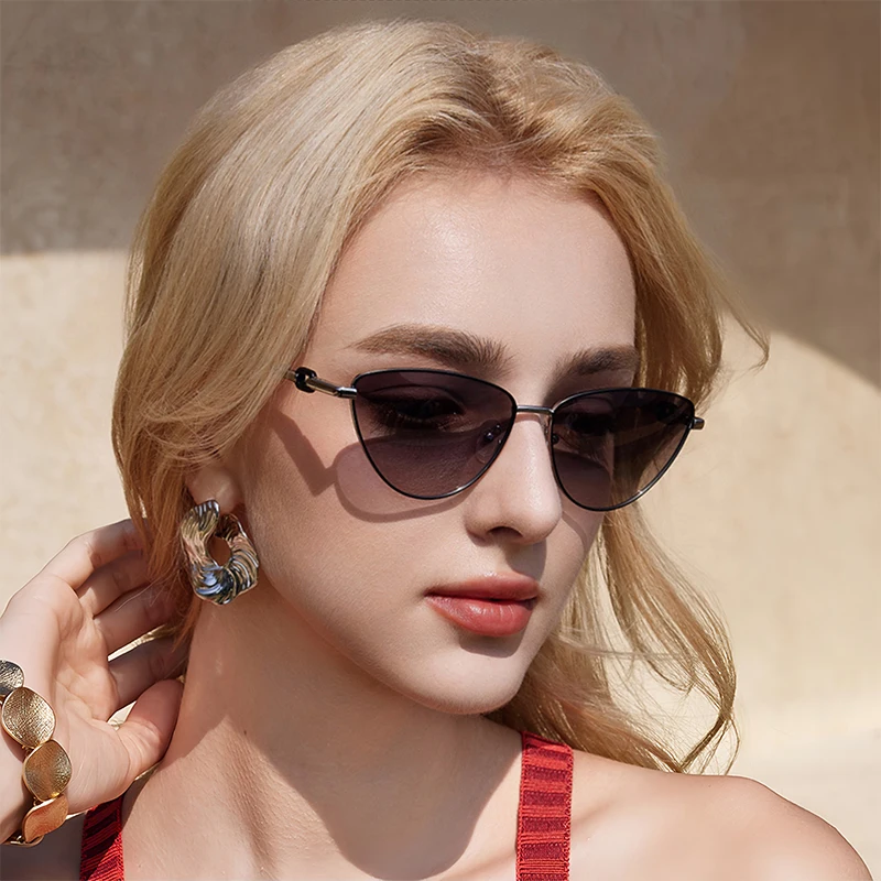 

CATERSIDE Vintage Cat Eye Sunglasses for Women Vintage Metal Small Frame UV400 Punk Luxury Sun Glasses Travel Party Gifts
