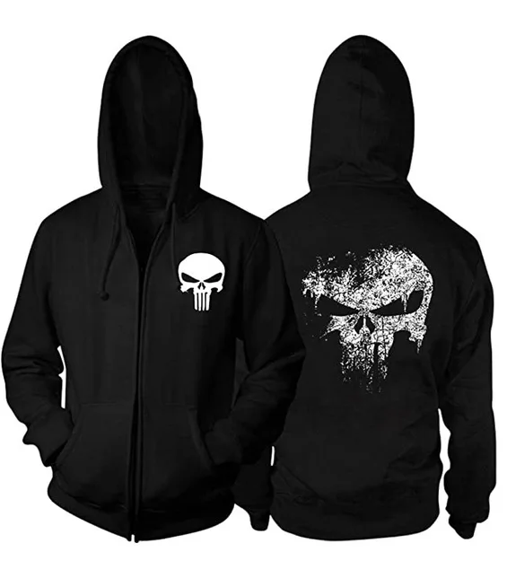 3D Printed Punisher Zip-up Hoodie, AliExpress Wholesale Source, Hooded Zip-up Sweatshirt view 4