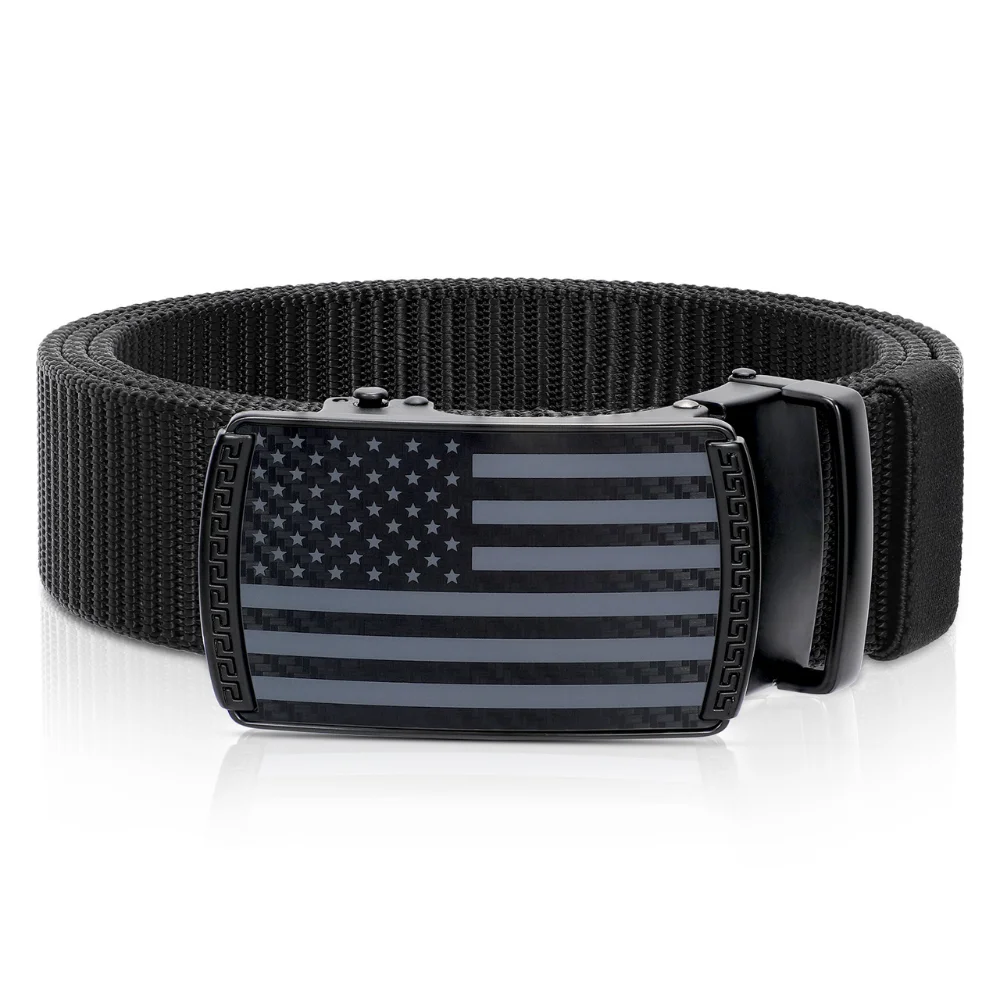 

American Flag Belt for Men Black Brown Nylon Ratchet Belts 4th of July Patriotic Decorations