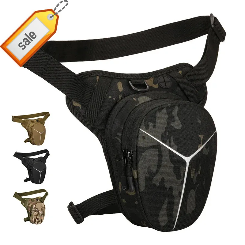 Men Waist Pack Leg Belt Bag Motorcycle Rider Reflective Hard Shell Nylon Tactics Cross body Hip Bum Fanny Thigh Bags