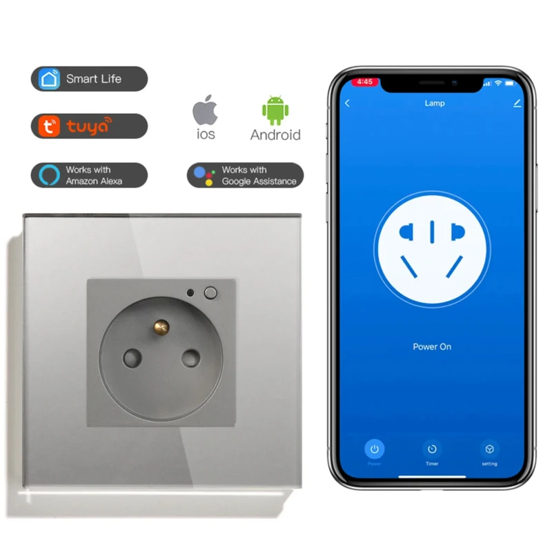 

MVAVA Франция Стандартная панель из хрустального стекла Smart Life Tuya Alexa Голосовое беспроводное управление Wi-Fi Zigbee Умные розетки Настенная розетка
