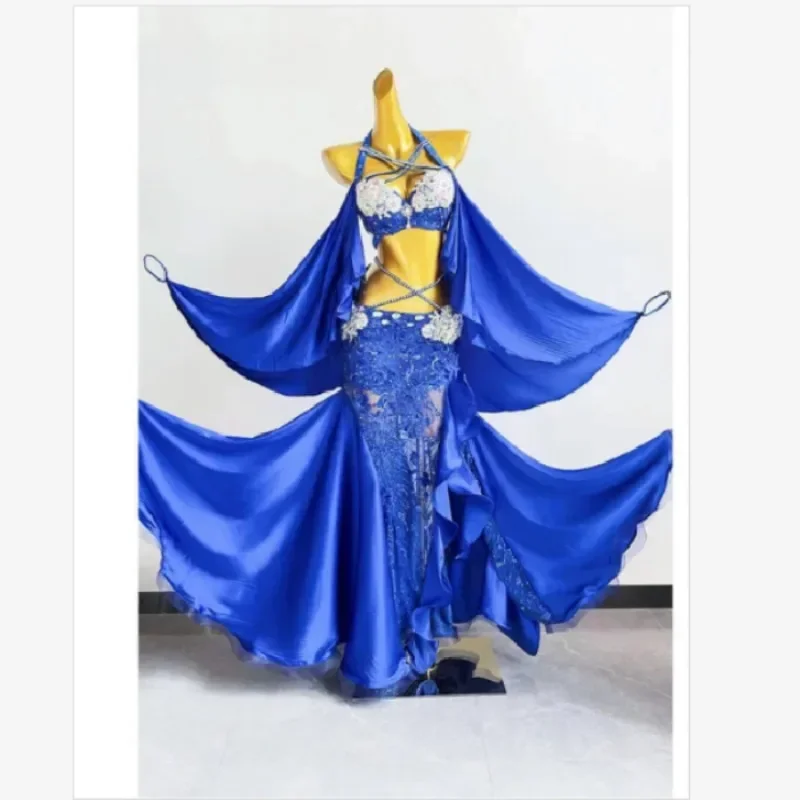 Belly Dance Performance Dress for Women 2024 New Blue Diamond Set Oriental Dance Set samba carnival costumes