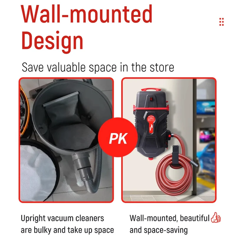 مكنسة كهربائية مثبتة على الحائط، مكنسة غسيل السيارات، أنبوب 10 أمتار، متجر تجميل السيارة، مكنسة كهربائية خاصة مثبتة على الحائط