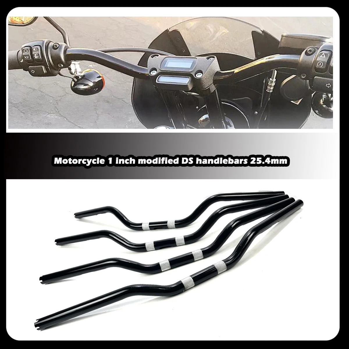 ZDQ Motorcycle 1 inch modified DS handlebars 25.4mm for Harley Dyna Street Bob Low Rider S Sporter XL883N/XL1200N-X48