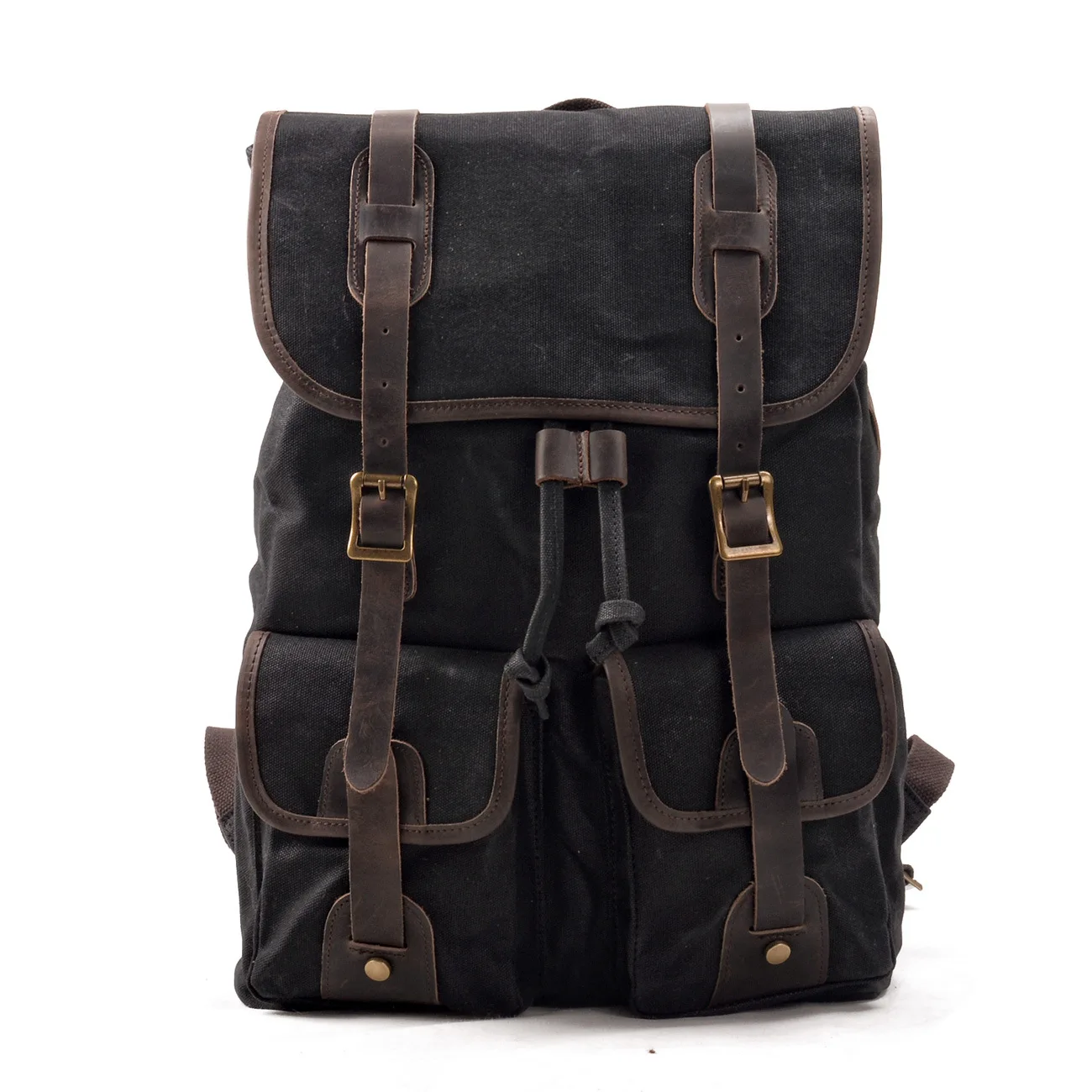 Backpack canvas stitched cowhide mountaineering bag Camping Backpack outdoor Backpack