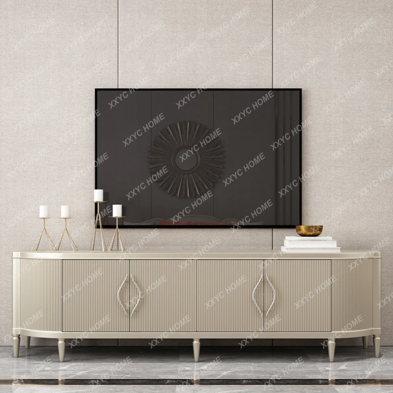 light luxury TV cabinet living room solid wood video cabinet simple