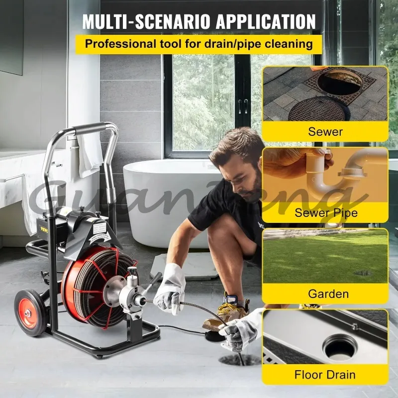 Electric drainage cleaner automatic feeding 370W