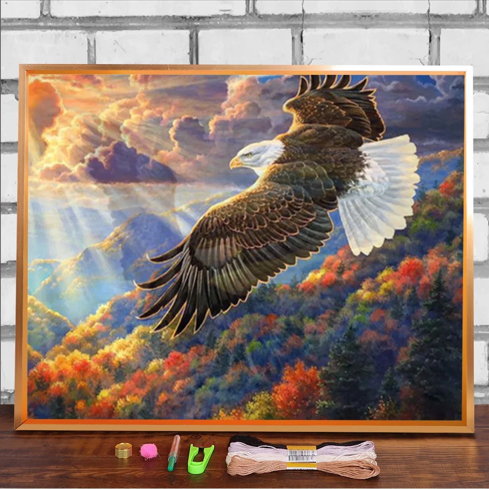 Flying Eagle Printed 11CT Cross Stitch Embroidery Kit DMC Threads Hobby Craft Needlework Handiwork Design  Magic