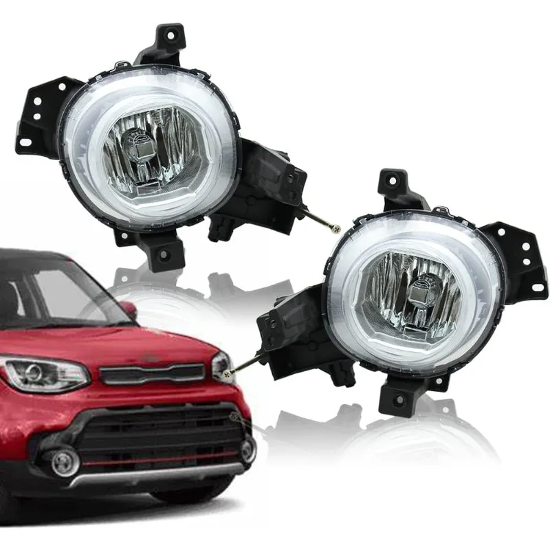 

Halogen Fog Lights Front Bumper Fog Lamp w/Bulbs Fits for 2017 2018 2019 Soul, OEM # 92202B2500, Direct Replacement (Driver