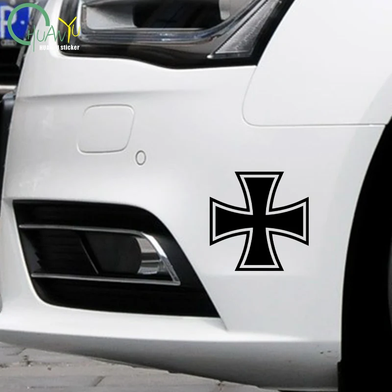 for Iron Cross Car Stickers Creative Sunscreen Occlusion Scratch Decals Waterproof Die Cut Refrigerator Car Accessories 15x15cm