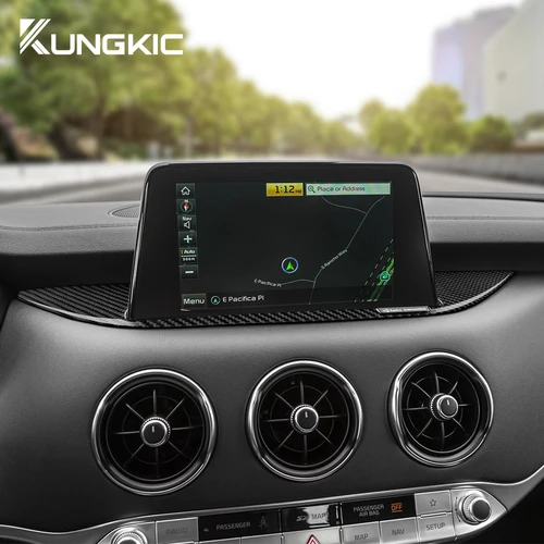 Imagen 2 del producto Pegatina de fibra de carbono suave Real para Kia Stinger 2019 2020 2021 2022 2023 LHD RHD accesorios de ajuste de pantalla de navegación Central de coche