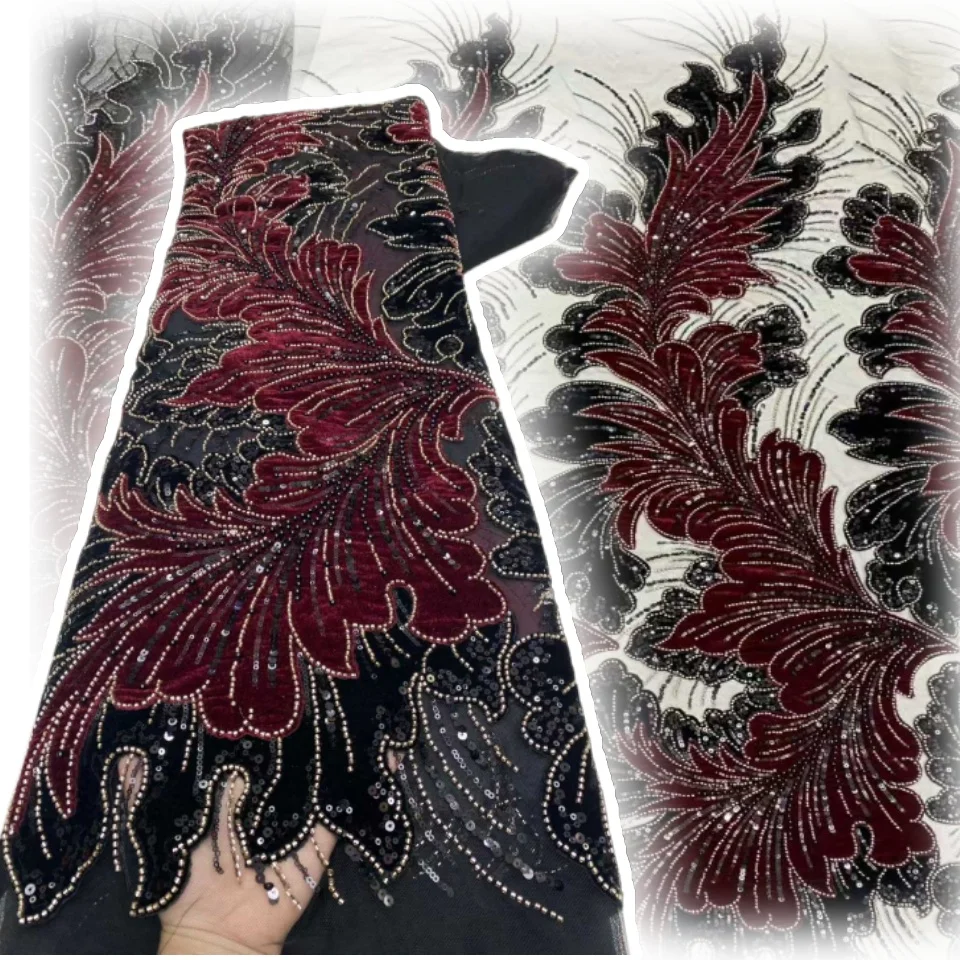 

African Velvet Lace Fabric High Quality Nigeria Lace Mesh French Groom Lace Fabrics For Party Wedding Dress Sewing Cloth CC1188