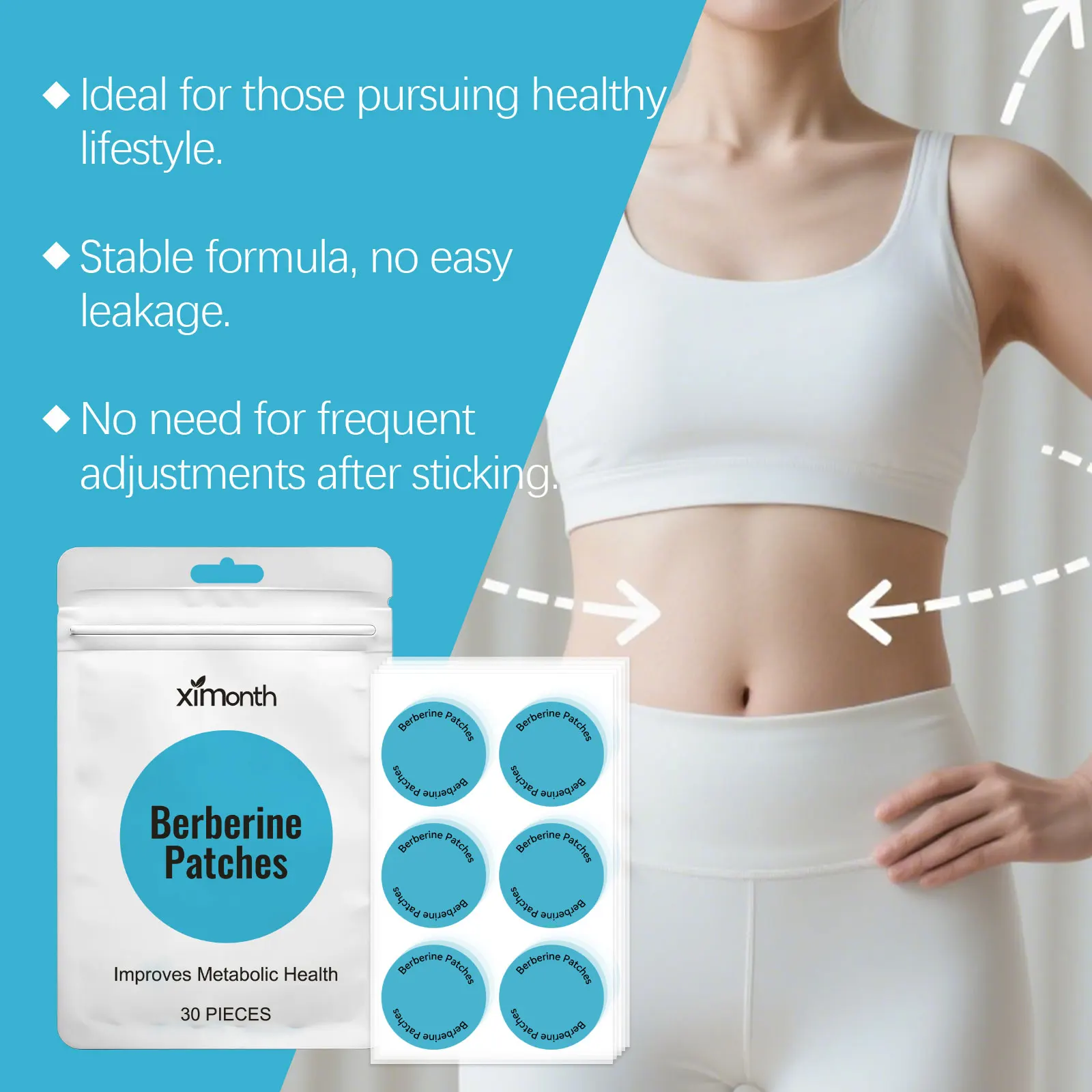 30pcs Berberine Patches Body Contouring Shaping Suppressing Appetite Weight Loss Slimming Patch For Women Weight Management Tool - view 6