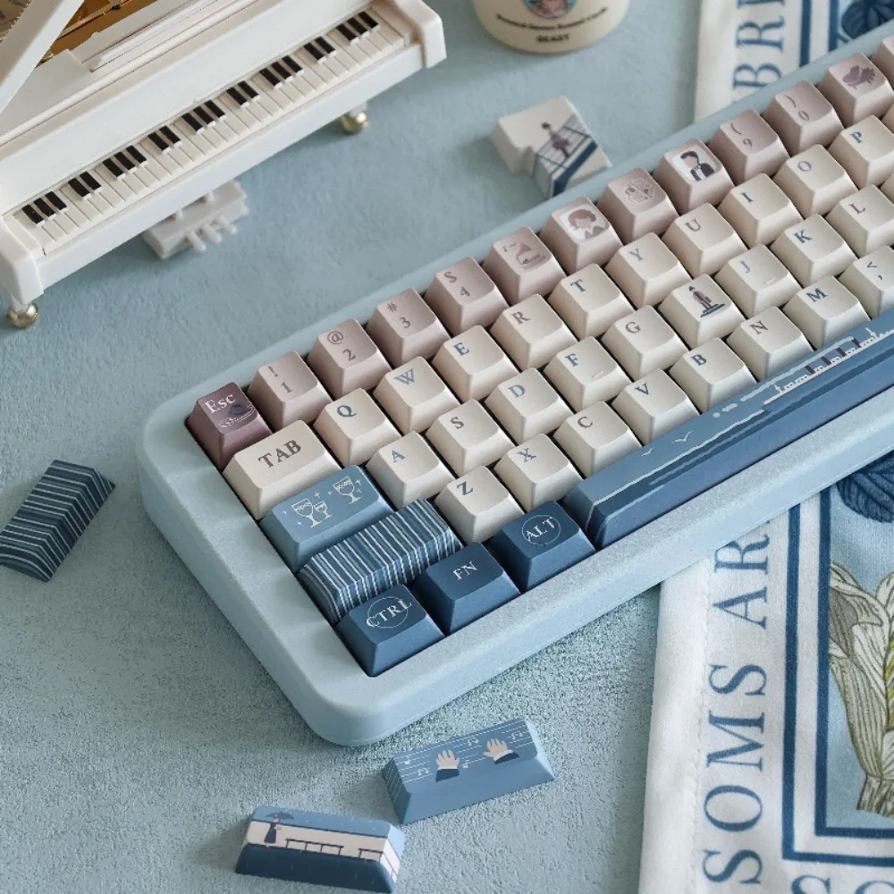 Imagem -02 - Sea Pianist Tema Keycap Pbt 142 Key Custom Custom Keycap Teclado Personalizado Cherry Perfil Gaming Keycap para Teclado Mecânico o