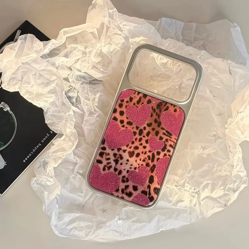 

Чехол для телефона с гальваническим покрытием из смолы с блестящим леопардовым узором для iPhone 17, Air 16 Pro Max 15, 14 Plus, 13, 12, 11, задняя крышка