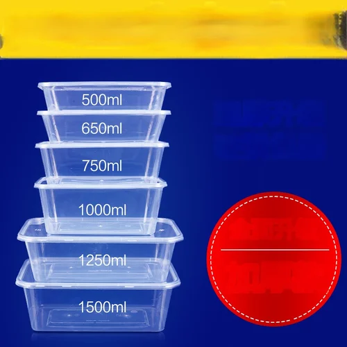 가정용 직사각형 일회용 도시락 플라스틱 테이크 아웃 포장 상자 식품 등급 도시락 뚜껑 전자 레인지 포함 