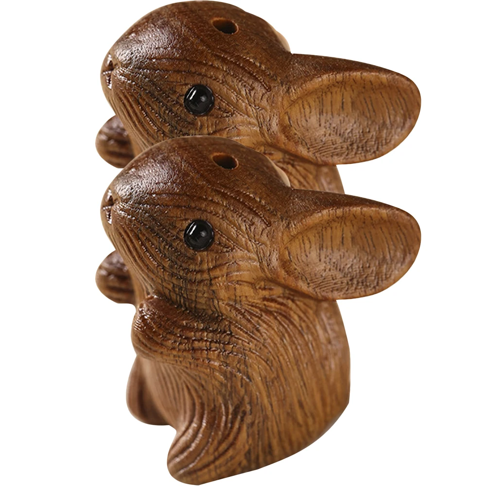 

2 Pcs Green Sandalwood Rabbit Keychain 26x16mm Accessories Pendant Wood Bunny Hanging Charms DIY Craft Decor Retro Zodiac Rabbit