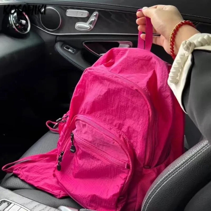 

Women Casual Simple Solid Backpack High-capacity Grunge Vintage Schoolbags Y2k Aesthetic All Match Students Backpacks Streetwear