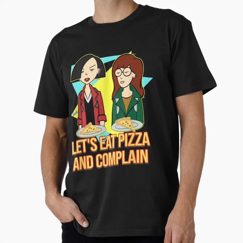 

Lets eat pizza 90s retro cartoon Retro Sick sad world tv shows Gift t shirt for man Large size Tops 100% cotton print Clothes