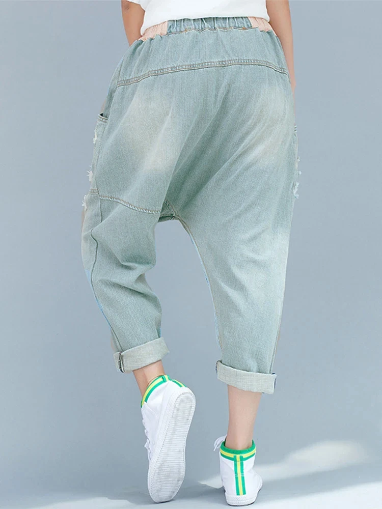 Amax LuluE Brand 2025 Damskie Jesienne Modne Duże Rozmiary Denimowe Spodnie Krzyżowe Klasyczne Luźne Spodnie Damskie Vintage Casual Podarte Jeansy