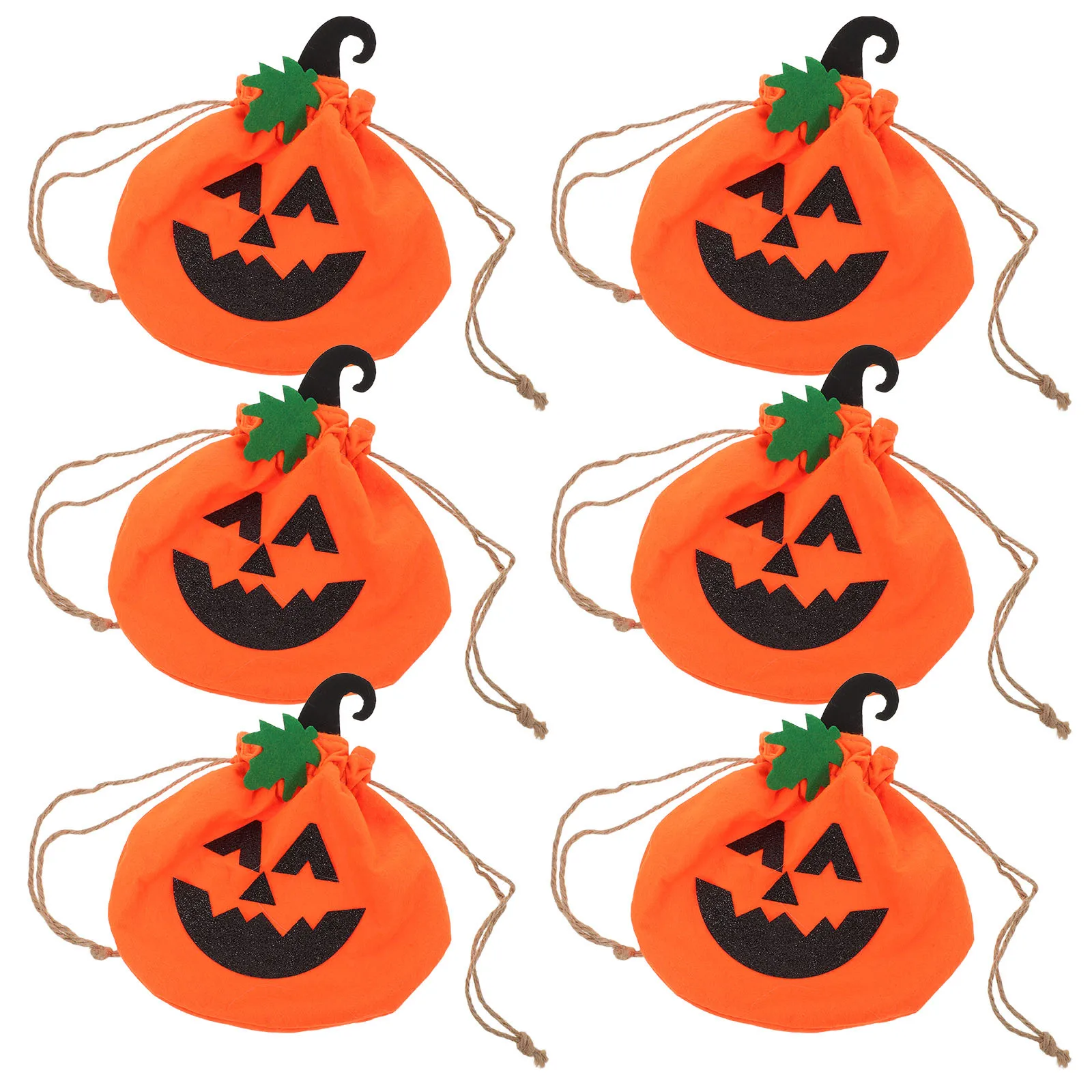 

6Pcs Halloween Pumpkin Goodie Bags Reusable Kids Trick Or Treat Candy Tote Handheld Pumpkin Shape Bags Party Favor Collectors