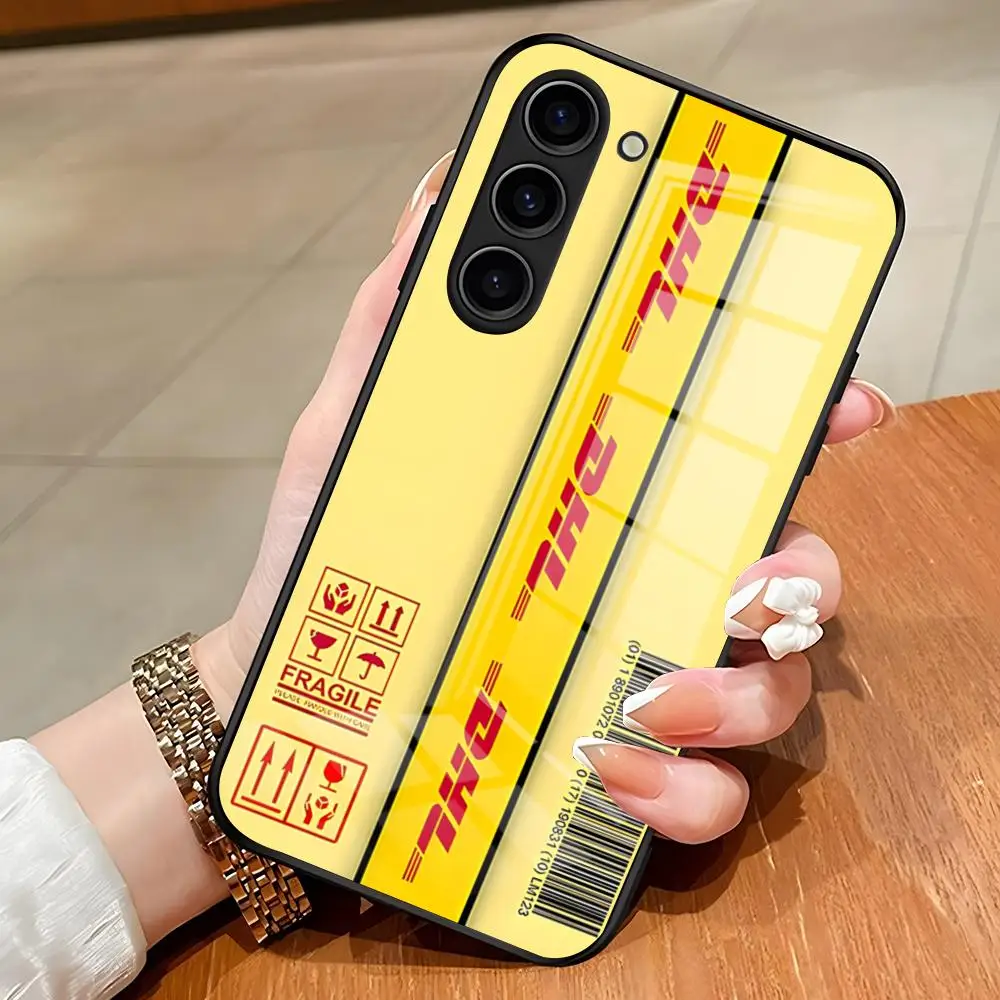 DHL Express حافظة لهاتف سامسونج S25 Edge Ultra S23 S22 S21 S20 Ultra Plus S24 Fe A54 A53 A25 غطاء زجاجي