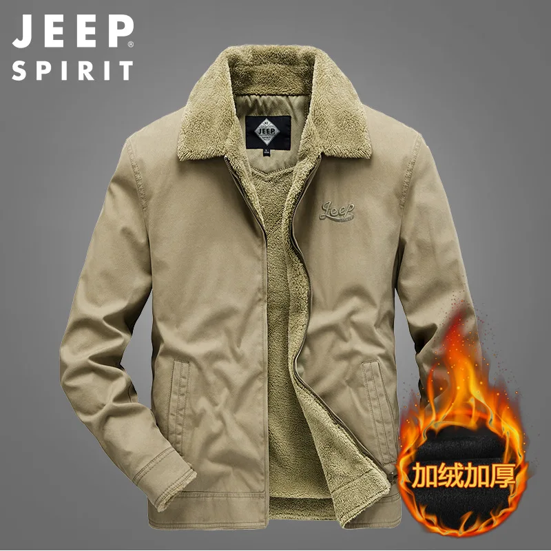 JEEP SPIRIT jacket men autumn winter loose tooling outdoor leisure fashion cold-proof warm all-match coat pure cotton clothes