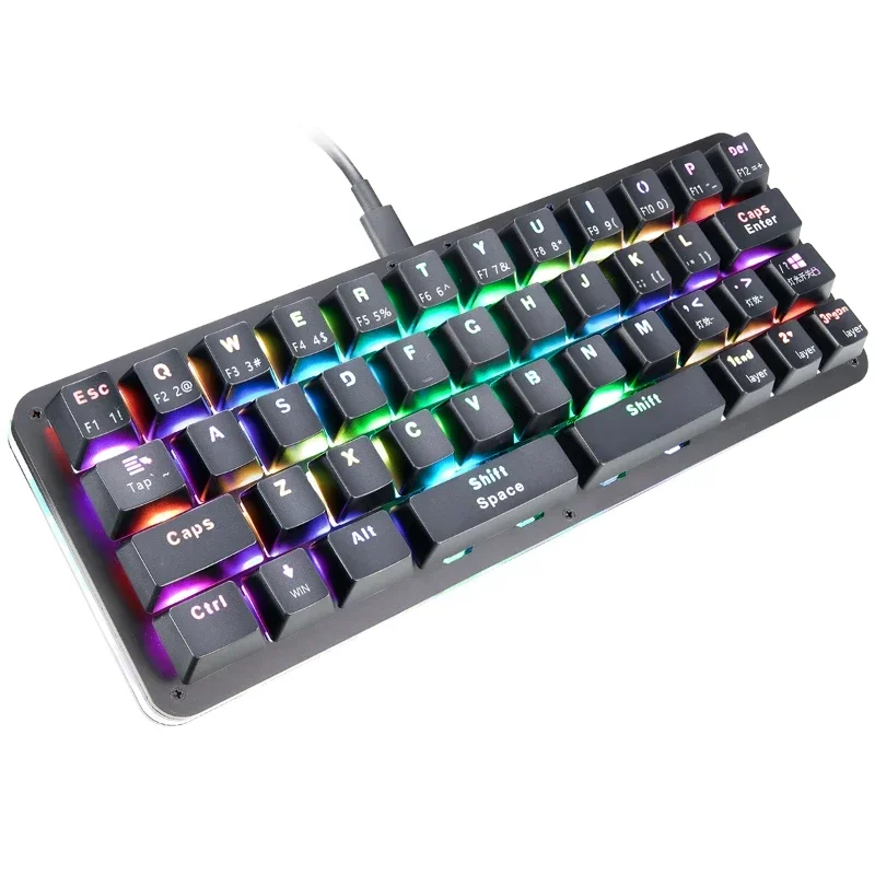 Mini 42 Keys 40% Mechanical Keyboard Single Mode Wired RGB Portable Gasket VIA Multi Functional Drawing and Editing Game for DIY