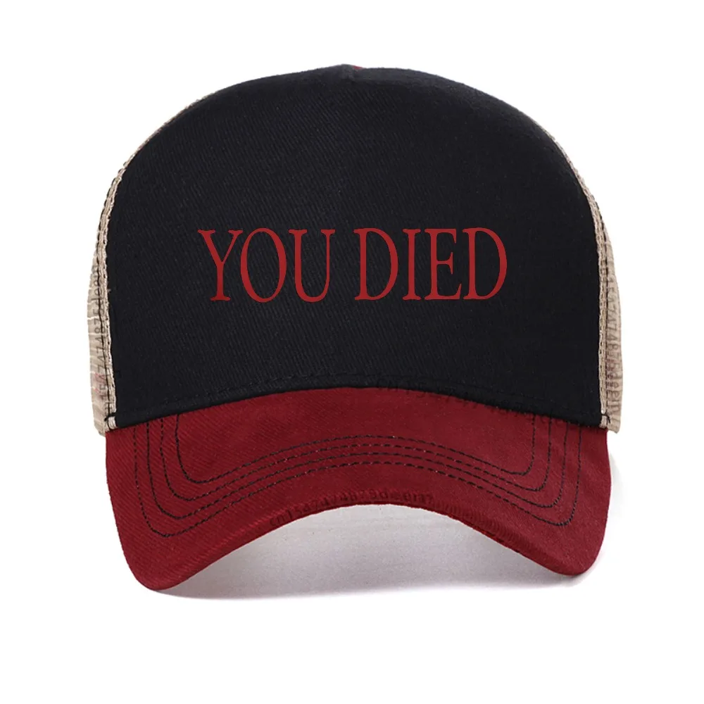 

You Died Dark Souls Gaming Men's mesh baseball cap outdoor casual Breathable sun trucker hats adjustable Cool Snapback hat