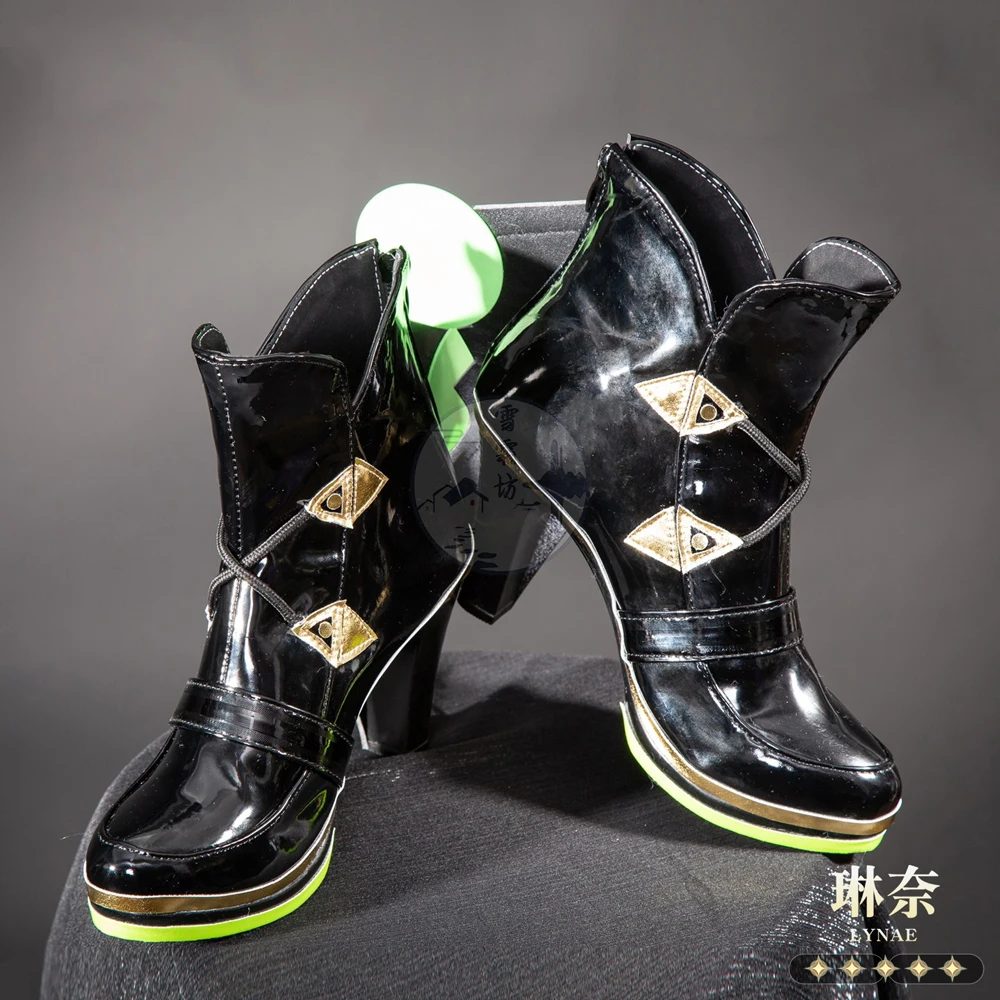 Game Wuthering Waves LYNAE Cosplay Shoes Customized 9CM Heel Black Boots Men Women Halloween Carnival Party Role Play Shoes