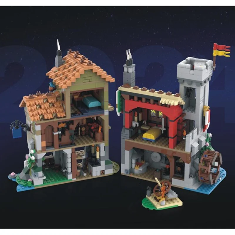 4727 قطعة MOC القرون الوسطى مدينة ساحة أيقونات نموذج اللبنات البناء تجميع هدية الكريسماس لتقوم بها بنفسك لعبة فكرة الإبداعية للأطفال #5